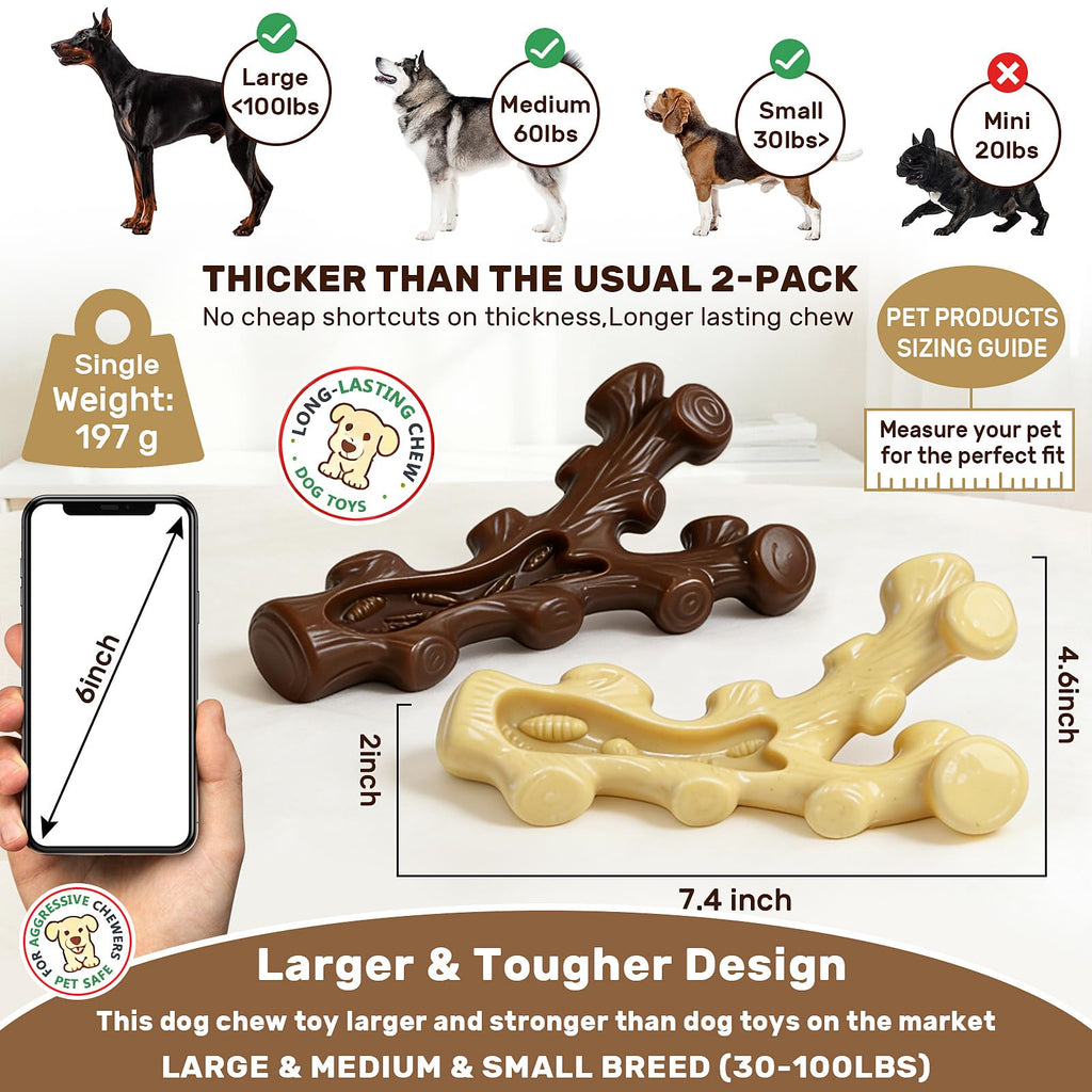 2 Pack Dog Chew Toys for Medium Large Breed T3489
