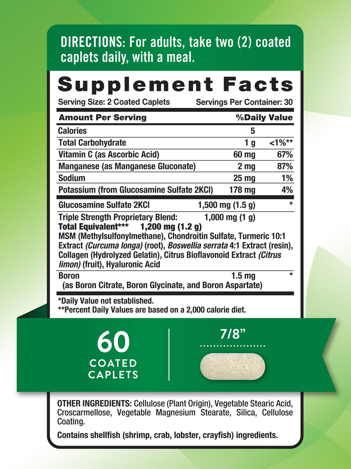 Glucosamine Chondroitin MSM Complex 60 Caplets W415469