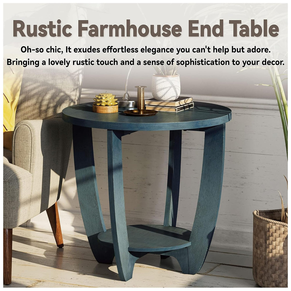 Round End Table with Storage Shelf S833235
