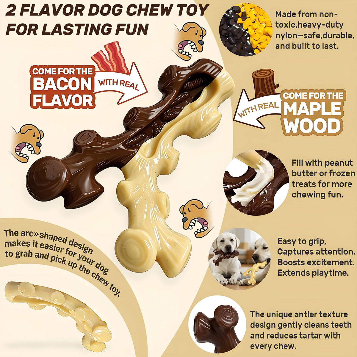 2 Pack Dog Chew Toys for Medium Large Breed T3489