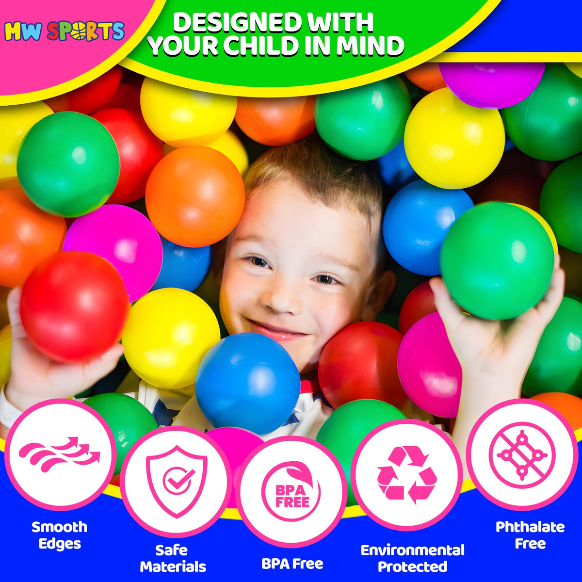 200 Assorted Colors Plastic Ball Pit Balls Z702740