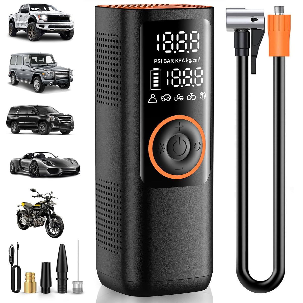 Portable Air Compressor 7800mAh 150PSI Cordless Tire Pump with Pressure Gauge K9607