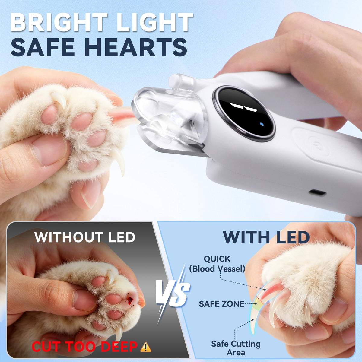 2-in-1 Quiet Electric Pet Nail Clipper & Grinder with Light Y2780
