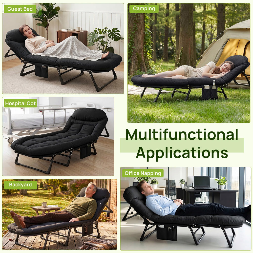 Black Camping Cot with Mattress C978119