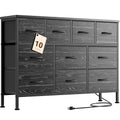Black 10 Drawer Fabric Dresser Q191
