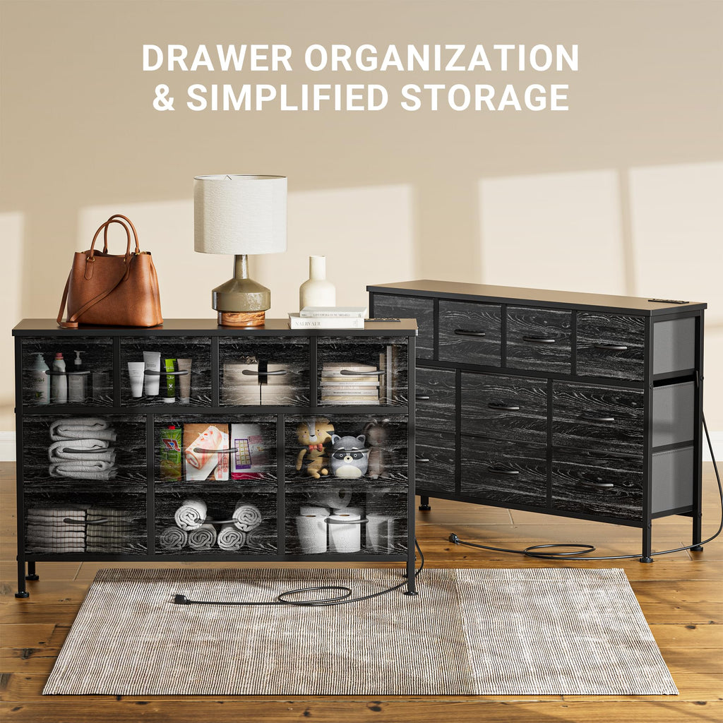 Black 10 Drawer Fabric Dresser Q191