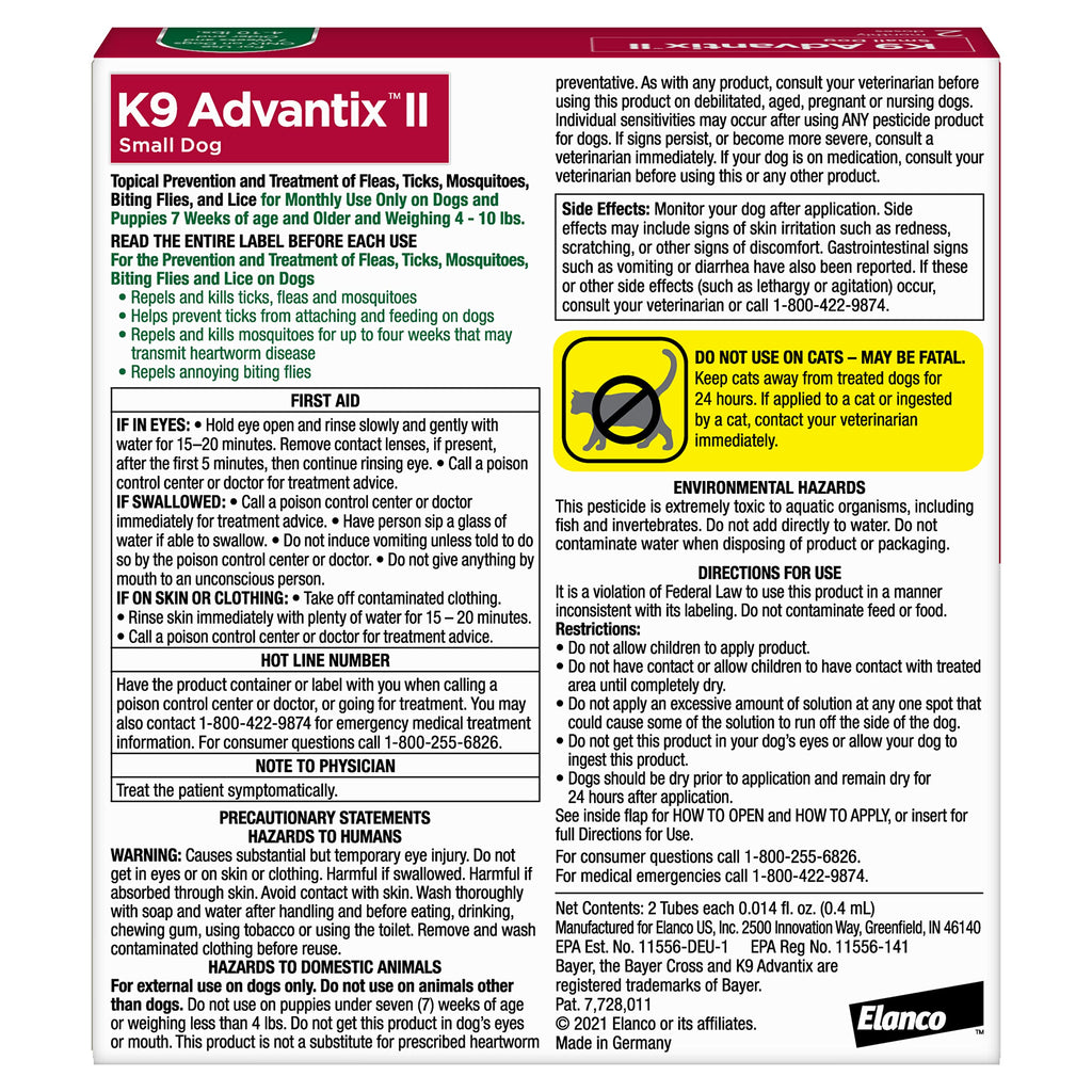 K9 Advantix II Small Dog 2-Mo Supply 60 Count F485
