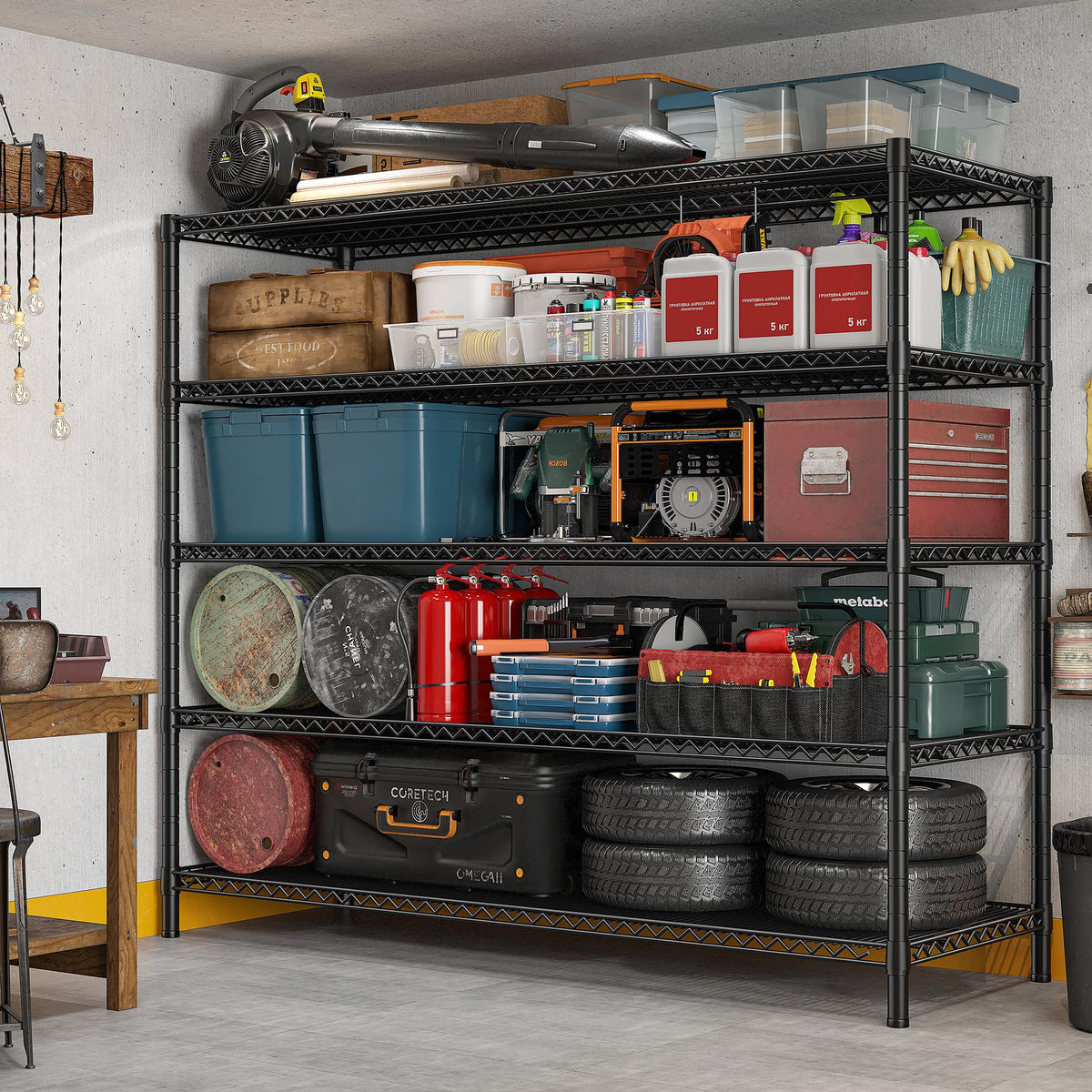 85.7" 5-Tier Adjustable Garage Shelving G5618