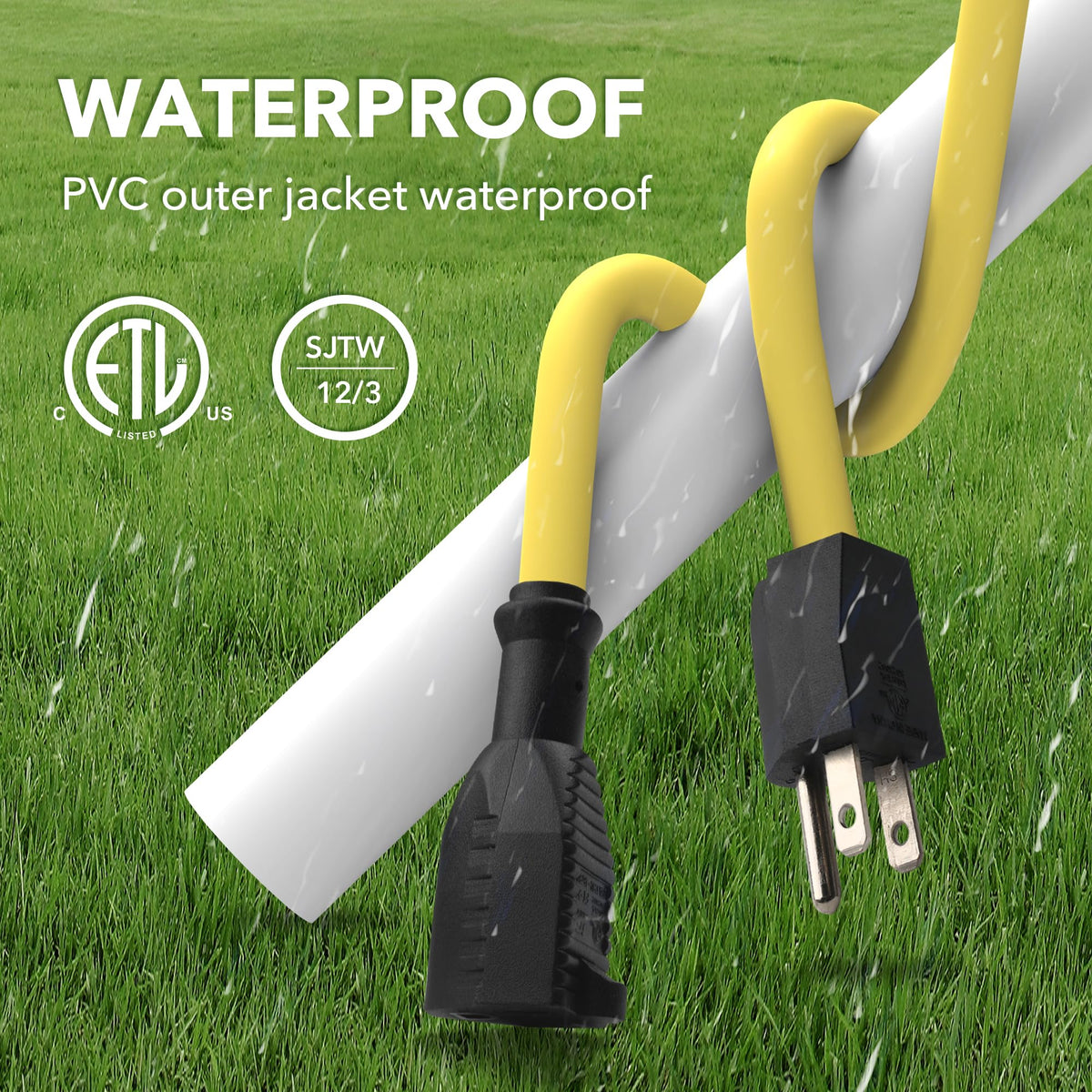 3ft 12/3 SJTW Heavy Duty Outdoor Extension Cord V184