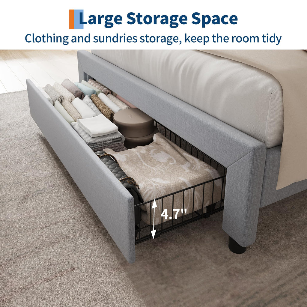Twin Bed Frame with Storage Headboard and Charging Station I9565
