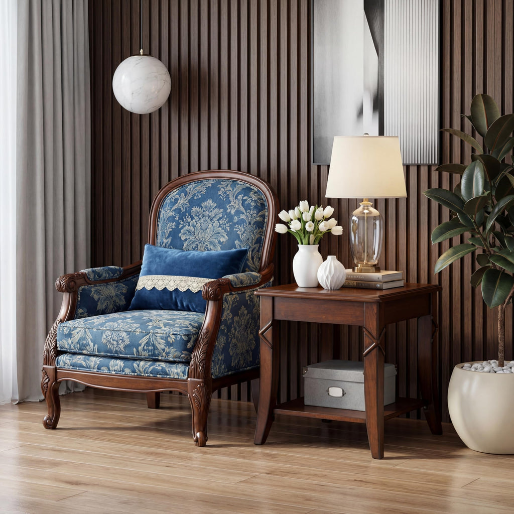 Solid Wood End Table with Storage Shelf E2680