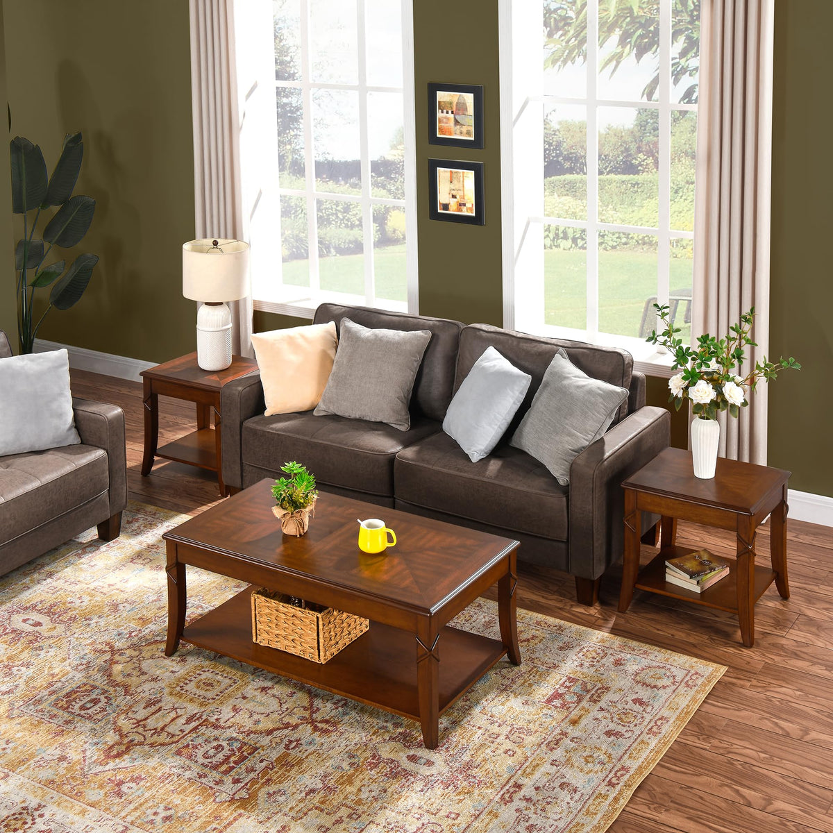 Solid Wood End Table with Storage Shelf E2680